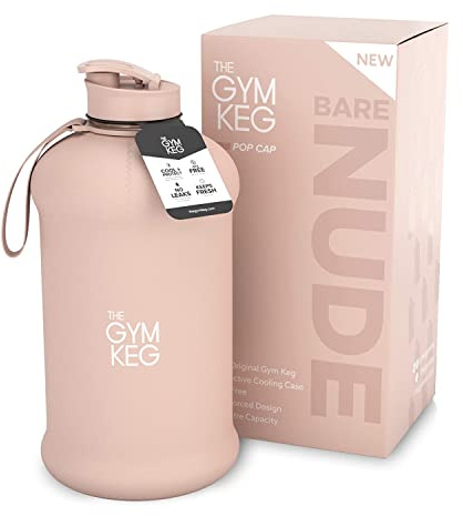 The Gym Keg Botella de Agua Deporte 2.2 L con Funda Aislante Botella de Agua Térmica con Asa, Botella de Agua Deportiva Grande para Fitness Eco Sin BPA - Reutilizable para Gimnasio o Casa