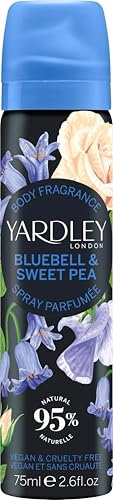 Yardley London Bluebell and Sweetpea Body Spray, Spray Corporel floral pour Femme avec Notes d'Agrumes et de Bergamote, Brume Corporelle Bluebell pour Femme 75ml