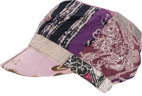 Patchwork Boho Kappe, Ballon Mütze, Unisex, Baumwolle, Hutgröße 60, flieder