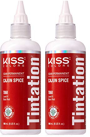Red by Kiss Tintation Semi-Permanent Hair Color, Aloe Vera Water Based, Argan Oil, Olive Oil, Collagen & Keratin, Long-Lasting Color Dye (Cajun Spice, 2 Pk, 5 Fl Oz)