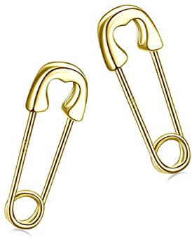 Reffeer Creolen aus massivem 925er-Sterlingsilber, Sicherheitsnadel, Papierklammer, für Damen und Mädchen, Unisex, Nadelmanschetten-Ohrringe