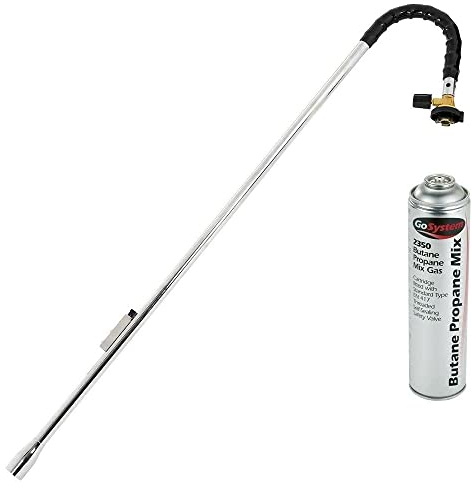 GoSystem Garden Weed Wand Gas Weed Killer Burner Blaster Burning Torch and Gas Canisters Refill for Camping Stove Blowtorch BBQ (1 x Go Can 350g+Weed Wand)