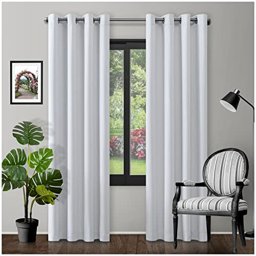 Eyelet Top Blackout Curtains Large Door Thermal Insulated Panels For Bedroom/Living Room, White, 66X72 Inch