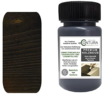 Holzbeize Pinselflasche 50ml. Beizprobe Retuschier Beize Reparaturflasche Holz Tischler Farbe Farbbeize Wasserbeize (Nussbaum Dunkel)