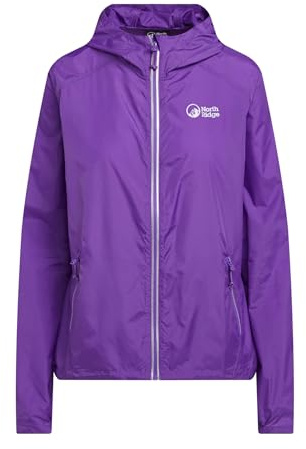 NORTH RIDGE Women's Speed Jacket, Lightweight Water-Resistant Polyester, Reflective Running Layer with Mesh Interior, Vented Back Panel (UK, Numeric, 10, Regular, Regular, Purple)