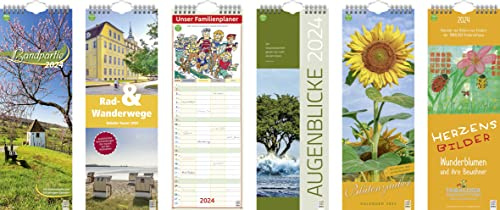 BRUNNEN Monatskalender 2024 1 Seite = 1 Monat 15,5 x 48 cm weiß