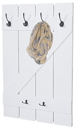 Mendler Wandgarderobe HWC-D13AM 6 Haken 91x60cm - weiß lackiert | Garderobe, Garderobenpaneel