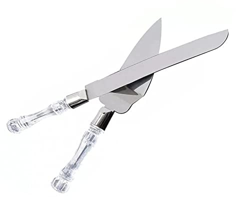 2pc Wedding Cake Cutter Set Stainless Steel Dessert Set Pie Server Cake Cutter for Birthday Anniversary Holiday Party,White,33cm/26x4.5cm Preserving Cookers