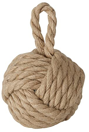 Boltze Türstopper Set Jute Knoten Natur Strick Kugel Stoff Boden 1,5 kg Gewicht mit praktischer Schlaufe (Braun)