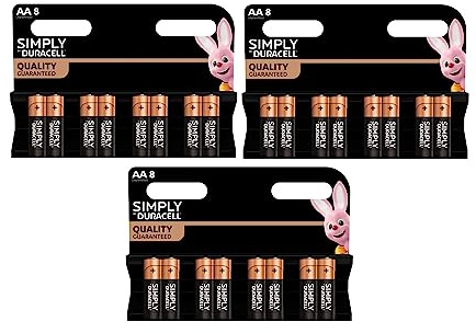 24X Duracell AA Simply (3 Blister Da 8 Batterie) 24 Pile Stilo (LR6/MN1500)
