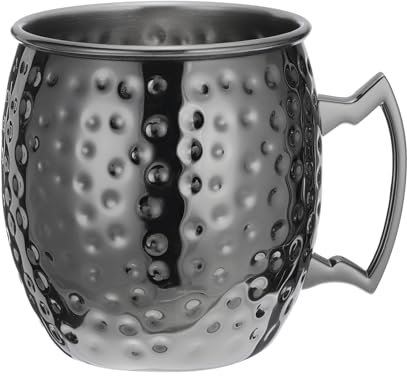 sourcing map Cuivre Tasses 530ml/19 OZ Martelé Cocktail Tasses, 1pcs Pure Cuivre Plaqué Inox Acier Coup Verre, Cocktail Boire Tasses pour Fête Boire et Cadeau, Noir