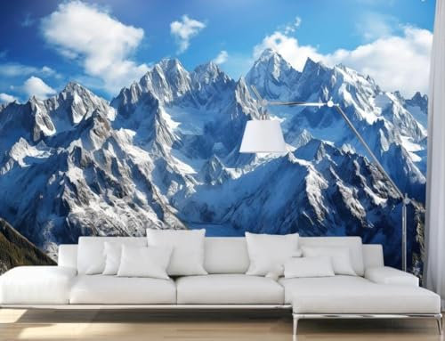 Non-Woven Murals Kids Wood Effect Boys Girls 3D Black and White Blue Snowy Mountain Landscape Grey Silver Graffiti Living Room Bedroom Kitchen Wallpaper