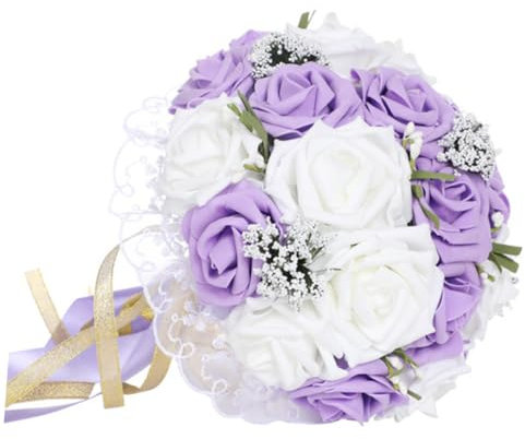 RORPOIR 1Stk Künstlicher Blumenstrauß Hochzeitsstrauß für die Braut brautstrauß Braut Hochzeitsstrauß Braut Blumenstrauß Sport in der Hand halten Hochzeitsfotografie Blumen halten Violett