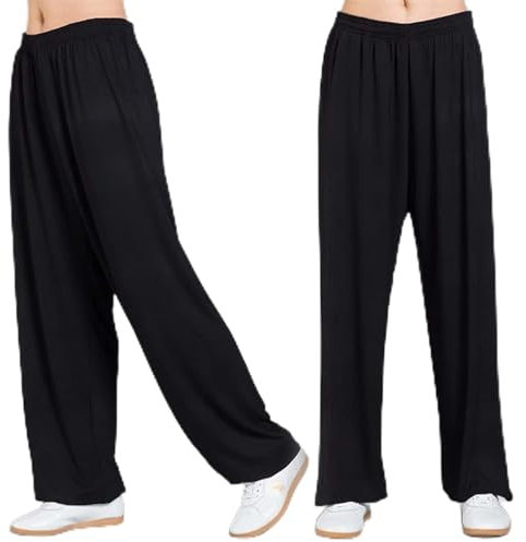 AahArya Tai Chi Hose für Herren und Damen Kampfsporthose Kung Fu-Hose Yoga Laterne Jogginghose Tai Chi Hose Atmungsaktiv Einfarbig Flügel Chun Kung Fu Trainingshose Laternenhose,F,3XL
