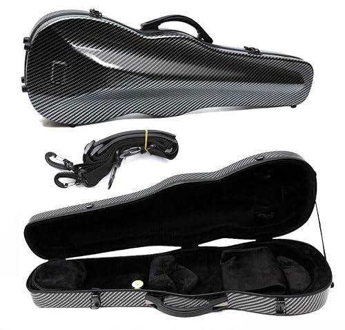 YoungMonic Ein robuster und ultraleichter 4/4-Violinenkoffer in voller Größe aus Kohlefaser mit einem Gewicht von ca. 2 kg, Violinentasche (schwarz)
