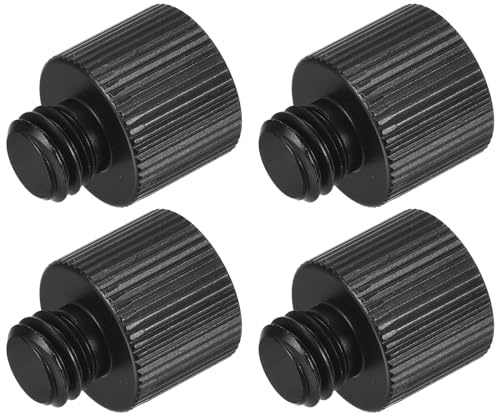 sourcing map Mikrofonständer-Adapter, 3/8-16 Stecker auf 1/4-20 Buchse, Kamera-Schraubgewinde-Adapter für Mikrofonstativ, schwarz, 4 Stück