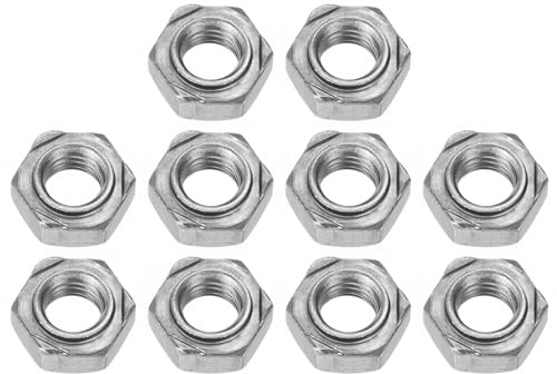 QUARKZMAN 10 Stück Sechskant-Schweißmuttern, M10x1,5mm Kohlenstoffstahl Sechskantmuttern mit 3 Vorsprüngen Maschinenschraube für DIY-Heimreparatur Maschinen, Silber