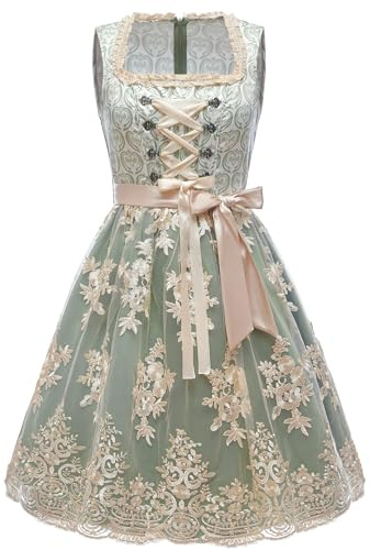 PLWEDDING Oktoberfest Outfits for Women, Dirndl Dresses, German Oktoberfest Dresses, Bavarian Carnival Costume, Cosplay(Green, XS)