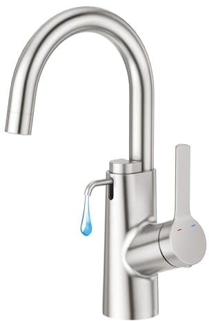 Aktines Wasserhahn für Waschbecken Bad oder Spüle Küche 360° Schwenkbar mit integriertem Seifenspender, Einhebelmischer Armatur, Gebürstet