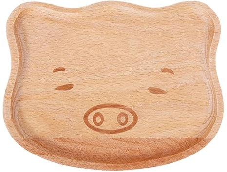 GANYKQ Assiette de nourriture en bois pour bébé - Assiette à fruits secs - En forme d'animaux - Assiettes de service pour enfants