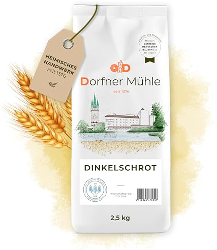 Dinkelschrot [2,5kg] - schonend geschroteter Dinkel Bayern für rustikale Brote - 100% Dinkel ohne Zusätze