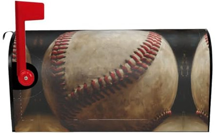 Baseball Print Mailbox Cover Durable Oxford Cloth for American Standard & Large Size Mailboxes