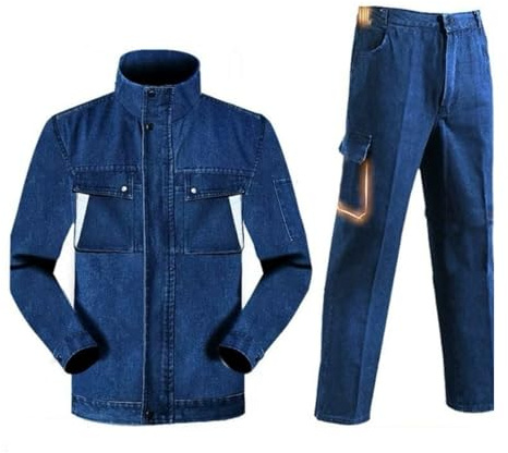 SHUAICJ Tuta da Saldatura da Uomo in Cotone Abbigliamento da Lavoro Riflettente Tasche per Pantaloni Slash Set Giacca E Pantaloni da Saldatura(4XL)
