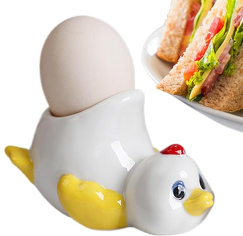 Lesunbak Coquetiers – Adorable coquetier en céramique en forme de poulet/canard, support de présentation amusant, passe au lave-vaisselle, pour la famille, les amis