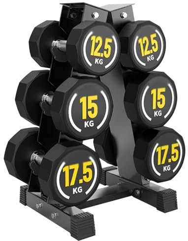 ZGFHNY Hantelset, zehneckige Hanteln aus reinem Stahl mit Gummibeschichtete und Hantelablage für Zuhause Krafttraining, Muskelaufbau und Ganzkörpertraining(90kg Set)