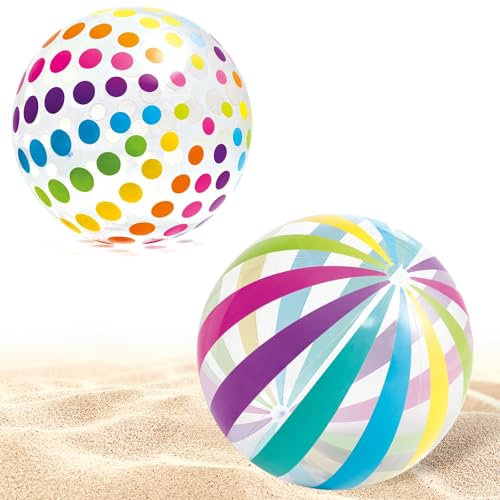 FULHANY 2 Pezzi Pallone Da Spiaggia - Palline Per Piscina Bambini - 53 Cm Di Punti Colorati Palloni Gonfiabili - Palline Giocattolo Gonfiabili Per Feste Hawaiane, Feste Da Spiaggia E Piscine