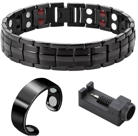 ZWWOGE Pulsera magnética para hombre, terapia magnética, drenaje linfático, acero de titanio, regalo elegante y moderno