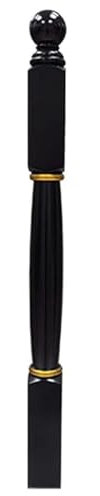 Oracra Stylish Stair Railing Balusters Black, Wood Stair Spindles Post with Mounting Kit, Interior Stairway Banister Pole Column, Floor Mount Newel Post(Newel Post)