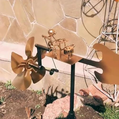 Moulin à vent en métal fait à la main - Décoration de jardin - Figurines et statues de musique percussionniste - Art rockin - Sculpture cinétique à énergie éolienne pour cour, pelouse, jardin