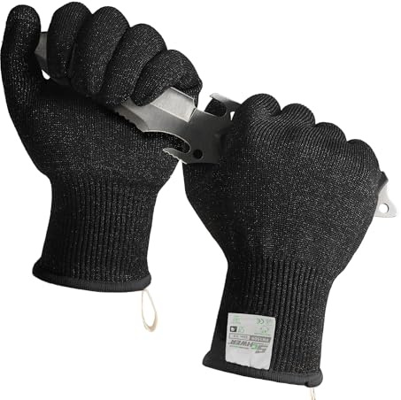 Schwer 2 Pairs ANSI A7 Cut Resistant Gloves, Mandoline Glove for Kitchen, Breathable & Comfortable, Food Grade Cutting Gloves for Meat Cutting, Fish Processing, Carving, and Shelling, PR1509, M