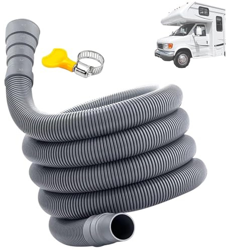 Zusammenklappbares Wohnwagen-Abflussrohr mit verstellbarem Adapter, Wohnmobil-Abwasserschlauch-Set für Wohnmobil, Ablaufschlauch Waschmaschine,Zubehör (15 m)