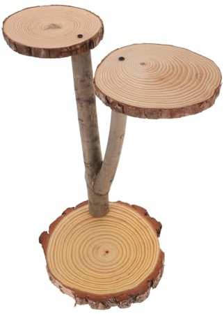 Mobestech Solid Wood Flower Stand Rustic Cake Display Wood Wedding Cake Holder Multi Plant Support for Living Balcony