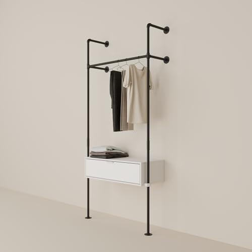 pamo Tavolo consolle con cassetto bianco – 92 x 40 x 24 cm – stretto comò da attaccare all'asta appendiabiti credenza per soggiorno, camera da letto, corridoio, produzione tedesca di alta qualità