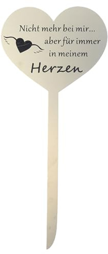 aotusoa 12 x 28 cm gravplugg rostfritt stål hjärta dekoration värdig minnesdag väderbeständig gravprydnad med gravyr för att påminna om att säga inte mer hos Mir... Men för alltid i mitt hjärta