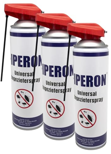 IPERON® 3 x 500 ml Universal Ungezieferspray - Abwehr von Schädlingen | Sofortwirkung gegen Insekten - Mit Chrysanthemum cinerariaefolium Extrakt, Geraniol & Zitroneneukalyptusöl