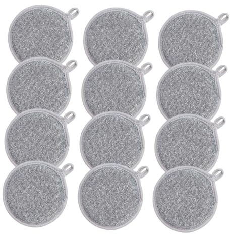 MAGICLULU 12pièces Éponges à Récurer Rondes Pour Vaisselle Et Couverts Lot De Efficaces La Graisse Saleté Durables Et Polyvalentes Pour Nettoyage De Cuisine