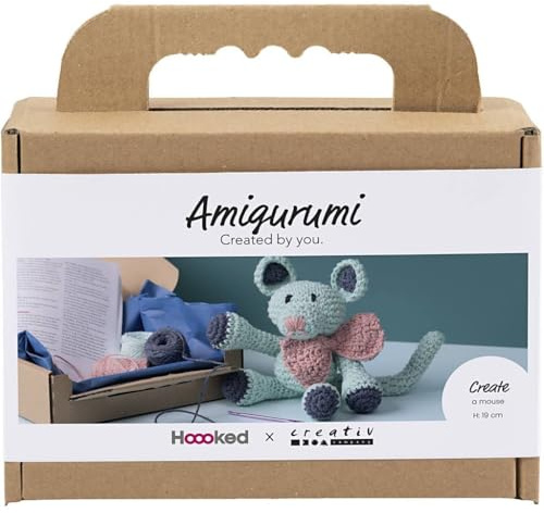 Creativ Company Amigurumi DIY Häkelset (Maus - Mint - Höhe: 19cm)