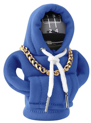 HIAHXC Schaltknauf Hoodie,Auto Schaltknauf Abdeckung,Schalthebel Hoodie mit Halskette,Kreativer Schaltknauf überzieher,Lustige Schalthebel Abdeckung,Manueller Automatischer Shifter Dekoratives (Blau)