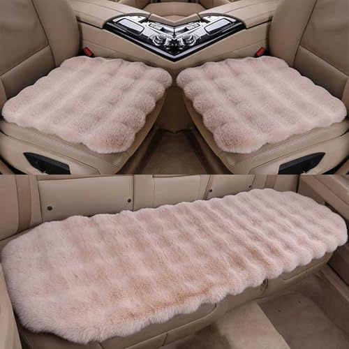 Autositzkissen Set für Opel Astra J 2009-2015, 3-teiliges Flauschiges Sitzkissen für Auto Vordersitze und Rücksitz Warme Sitzauflage,Khaki