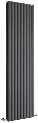 Milano Anthracite Vertical Double Oval Panel Radiator - 1750mm x 531mm