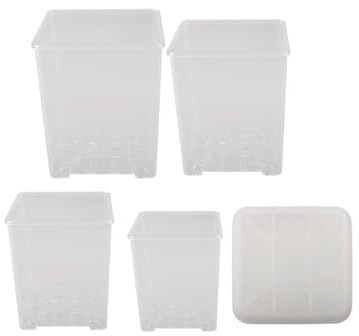 FACAIIO Pots de pépinière en acrylique transparent avec trous de drainage, lot de 4 plantes d'intérieur et d'extérieur, plantes grasses, cactus et fleurs