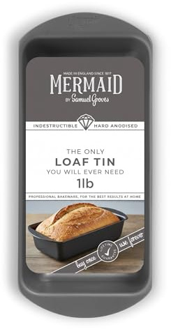 Mermaid 1lb Hard Anodised Loaf Tin – Hard Anodised Aluminium Bread & Cake Tin, Non-Toxic, Natural Patina, Oven Safe 240°C, Made by Britain’s Oldest Bakeware Manufacturer (25 x 11 x 5 cm) (1lb)