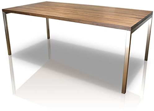 Esstisch Kernbuche massiv Paris 300 x 100 cm, Designer Tisch Massivholz mit Edelstahl Tischgestell, Holztisch Metall Stahl, Premium Esstisch, Design Esstisch Exklusiv !