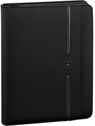 WENGER Affiliate Carpeta con compartimento para tableta de 10 , portafolios con organizador de negocios, poliéster, cuaderno A4, mujer hombre, negro, 601361