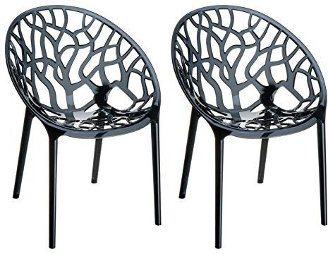 CLP 2er Set XXL Gartenstuhl Crystal Aus Kunststoff I 2 x Wetterbeständiger Stapelstuhl Mit Einer Max. Belastbarkeit von 160 kg Farbe:schwarz