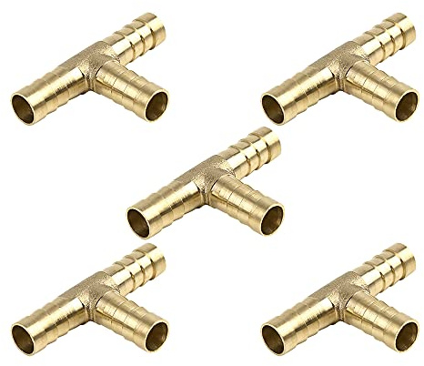 sourcing karta 5 stycken slangkontakter 10 mm T-slangkontakt mässing 3-vägs T styck slangmunstycke för luft vatten gas olja rör